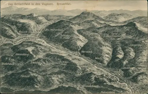 CPA .Frankreich Vogesen Vosges Landkarten AK 1915  gel. Feldpost WK1 Mutzig