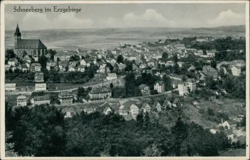 Ansichtskarte Schneeberg (Erzgebirge) Blick über die Stadt 1928