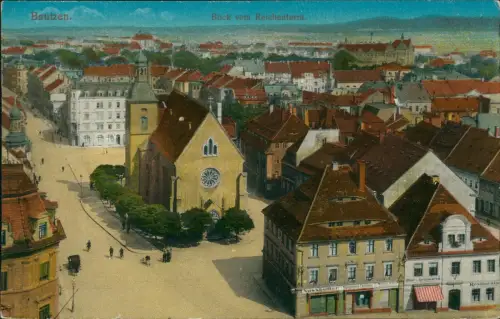 Ansichtskarte Bautzen Budyšin Blick vom Reichenturm Straße Kirche 1916 Feldpost