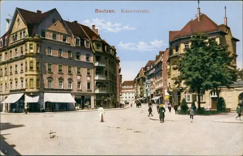 Ansichtskarte Bautzen Budyšin Kaiserstraße, Geschäfte 1912