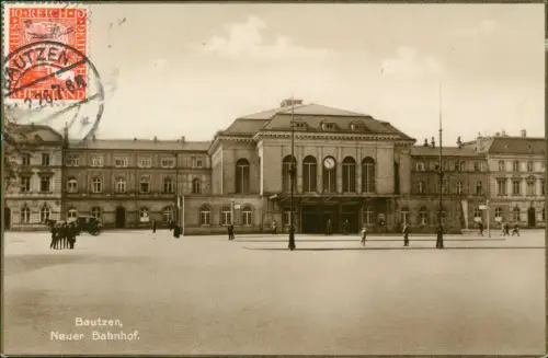 Ansichtskarte Bautzen Budyšin Neuer Bahnhof 1926  Vignette Die Weltkorrespodenz