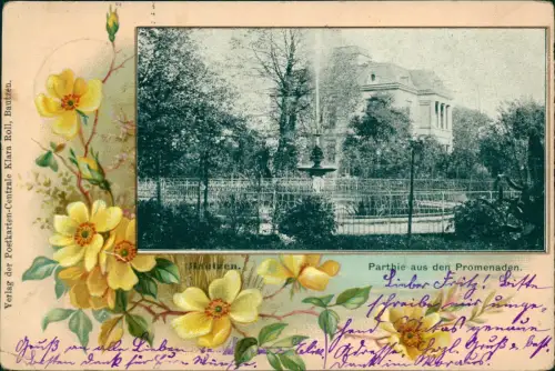 Ansichtskarte Bautzen Budyšin Promenade Blumenornament 1904 Passepartout