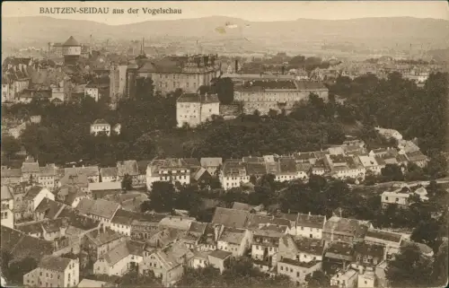 Seidau-Bautzen Budyšin Vogelschau v.d. 94m hohen Schornstein 1912