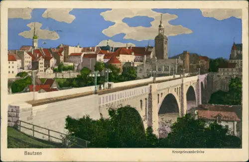 Ansichtskarte Bautzen Budyšin Stadt Brücke - Wolken 1918
