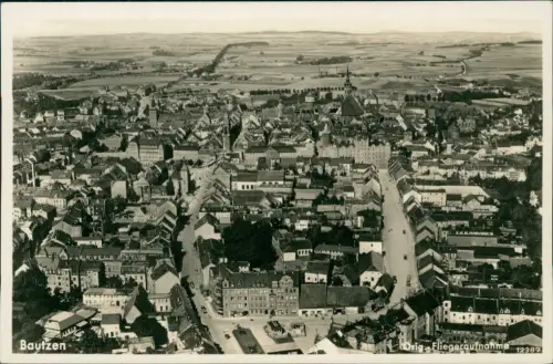 Ansichtskarte Bautzen Budyšin Luftbild Fliegeraufnahme Fotokarte 1930
