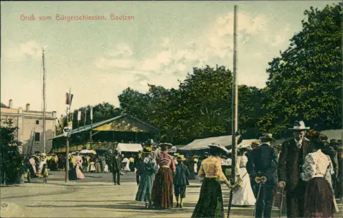 Bautzen Budyšin Bürgerschiessen Festwiese belebt Oberlausitz 1911