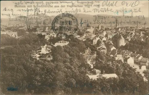 Ansichtskarte Bautzen Budyšin mit Schießbleiche Vogelschau 1926  Oberlausitz