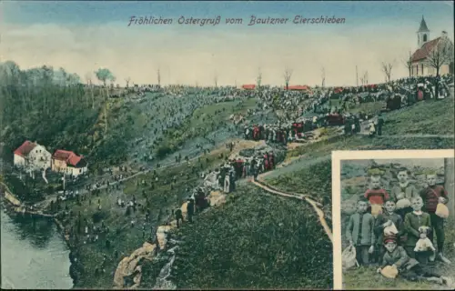 Bautzen Budyšin Ostergruß Eierschieben 2 Bild Kindergruppe 1913