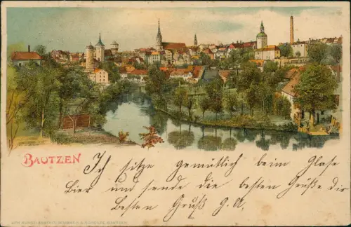 Ansichtskarte Litho AK Bautzen Budyšin Stadt, Spreepartie 1903