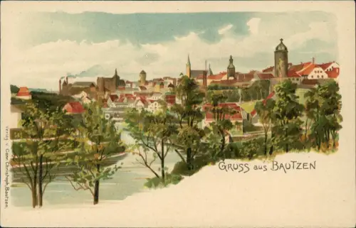 Ansichtskarte Litho AK Bautzen Budyšin Gruss aus... Stadtblick 1899