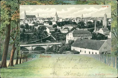 Bautzen Budyšin Totale - Allee als Hintergrund 1902 Passepartout