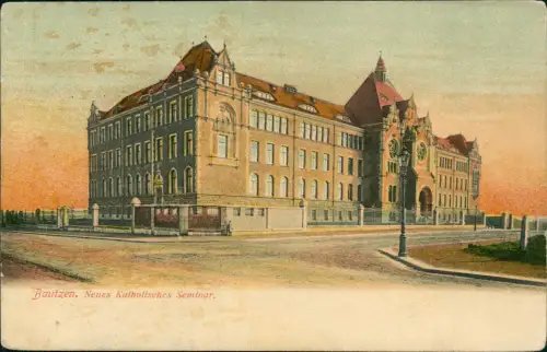 Ansichtskarte Bautzen Budyšin Partie am neuen kat. Seminar Morgenröte 1908