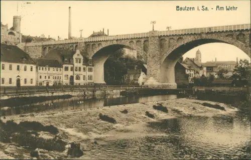 Ansichtskarte Bautzen Budyšin Partie am Wehr 1913