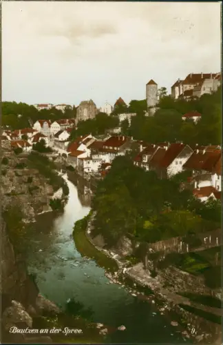 Ansichtskarte Bautzen Budyšin Spreepartie Colorfotokarte 1926