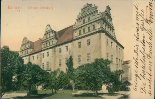 Bautzen Budyšin Schloß Ortenburg Handkolorierte Künstlerkarte 1907