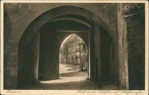 Bautzen Budyšin Blick durch das Schloßtor auf die Schloßstraße 1931