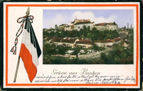 Ansichtskarte Bautzen Budyšin Stadt - Patriotika 1915 Passepartout