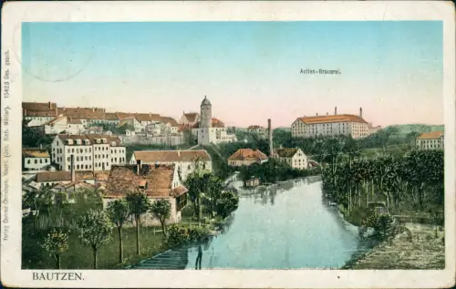 Ansichtskarte Bautzen Budyšin Stadt Actienbrauerei 1910