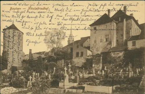 Ansichtskarte Bautzen Budyšin Nikolaifriedhof 1913