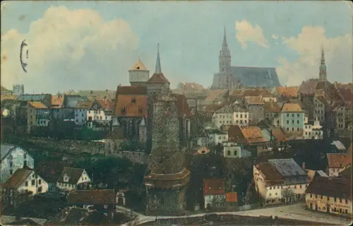 Ansichtskarte Bautzen Budyšin Stadtpartie an der Altstadt colorierte AK 1913