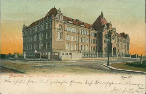 Ansichtskarte Bautzen Budyšin Neues Katholisches Seminar. Morgenröte 1903