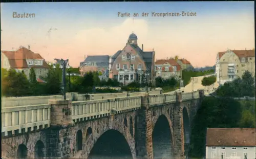 Bautzen Budyšin Partie an der Kronprinzen-Brücke, Straßenblick 1917