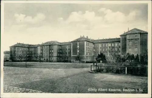 Ansichtskarte Bautzen Budyšin König Albert Kaserne 1940  gel. Feldpoststempel WK2