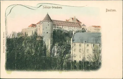 Ansichtskarte Bautzen Budyšin Ortenburg Schloß Ornament 1909