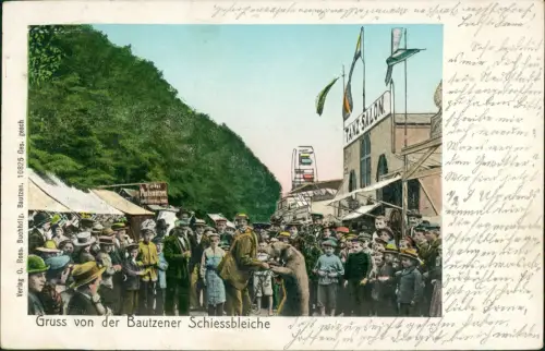 Ansichtskarte Bautzen Budyšin Bürgerschiessen Schiessbleiche Jahrmarkt 1906