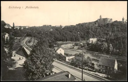Ansichtskarte Rochsburg-Lunzenau Schloss Rochsburg Eisenbahnstrecke 1915
