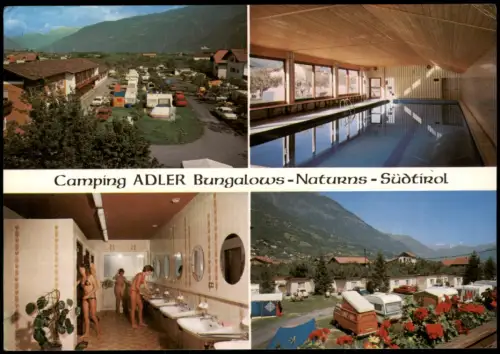 Cartolina Naturns Camping Adler Bungalows, Naturns 1980
