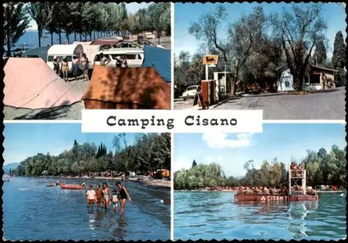Bardolino Mehrbildkarte Campingplatz Cisano mit Strand- und Platzszenen 1960