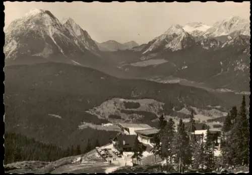 Ansichtskarte Seefeld in Tirol Rosshütte mit Hoher Munde und Zugspitze 1960