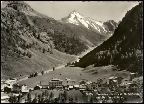 Ansichtskarte Samnaun Ortsansicht Samnaun mit Muttler 1955