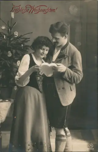 Ansichtskarte  Fotokunst Weihnachten Christmas Liebe Liebespaare Love 5 1915