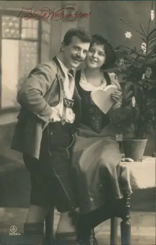 Ansichtskarte  Liebe Liebespaare - Love Weihnachten Christmas Fotokunst 4 1919