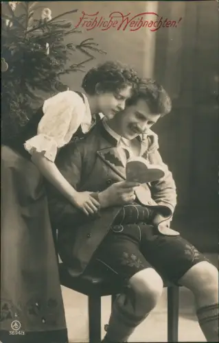 Ansichtskarte  Liebe Liebespaare - Love Weihnachten Christmas Fotokunst 3 1909