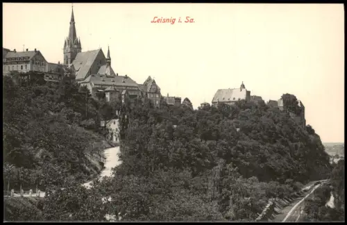 Ansichtskarte Leisnig Stadtteilansichten Bahnstrecke 1915