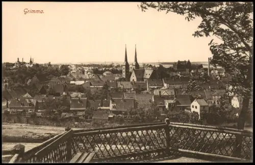 Ansichtskarte Grimma Blick auf die Stadt, Aussichtspunkt 1915