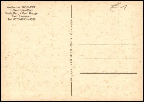 Postkaart Westouter Hôtel-Home-Bad KOSMOS, Rode Berg 1970