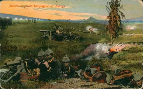 Militär 1.WK Erster Weltkrieg Maschinengewehrkompagnie im Kampf 1916
