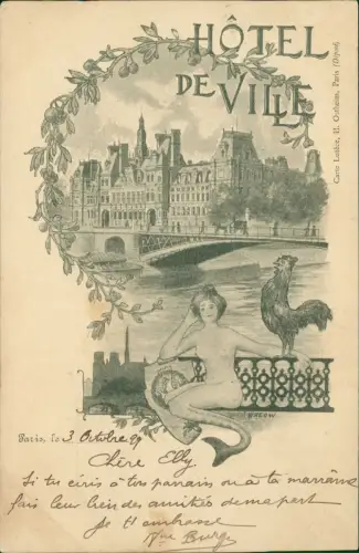 CPA Paris Hotel de Ville Nixe Hahn 1899
