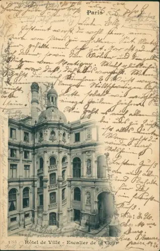 CPA Paris Hotel de Ville - Escalier de la Cour 1901