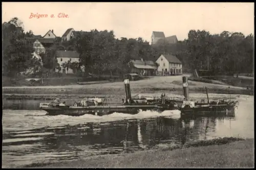 Ansichtskarte Belgern Stadtpartie Schauffelrad-Dampfer Elbe 1915
