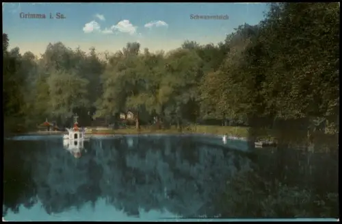 Ansichtskarte Grimma Schwanenteich 1915