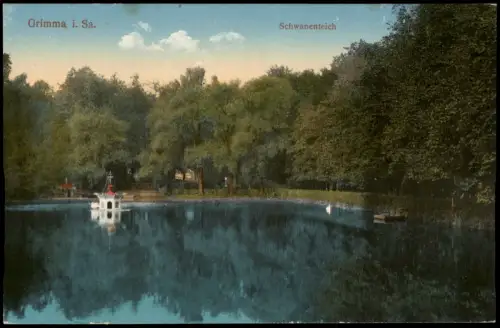 Ansichtskarte Grimma Schwanenteich 1915