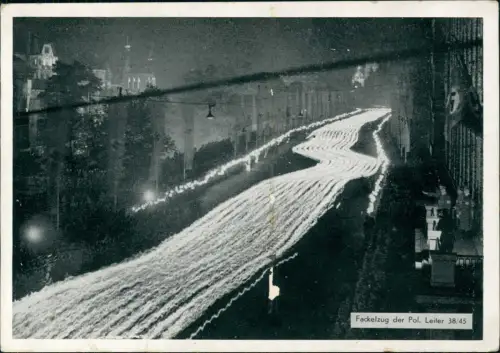 Ansichtskarte Nürnberg Fackelzug der Pol. Leiter 38/45 Propaganda 1939