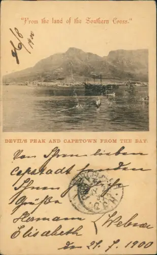 Kapstadt Kaapstad DEVIL'S PEAK From the land of the Southern Cross. 1900