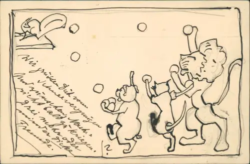 Ansichtskarte  Künstlerkarte Gemalte Tiere u.a. Löwe gel Weinheim 1908