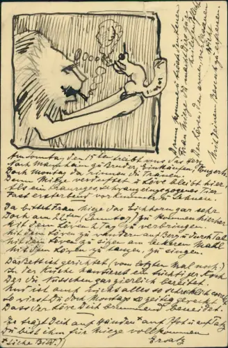 Künstlerkarte Tiere Löwe Eichhörnchen handgemalt 1907  gel WEINHEIM Bergstraße